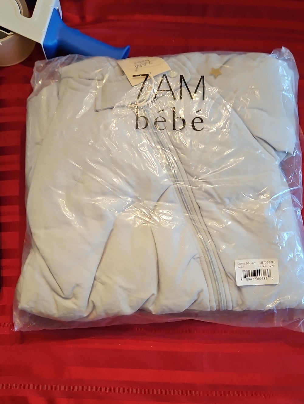 7AM bebe Kids Light Gray/blue 6-12 month snowsuit - Packaged Zip-Front